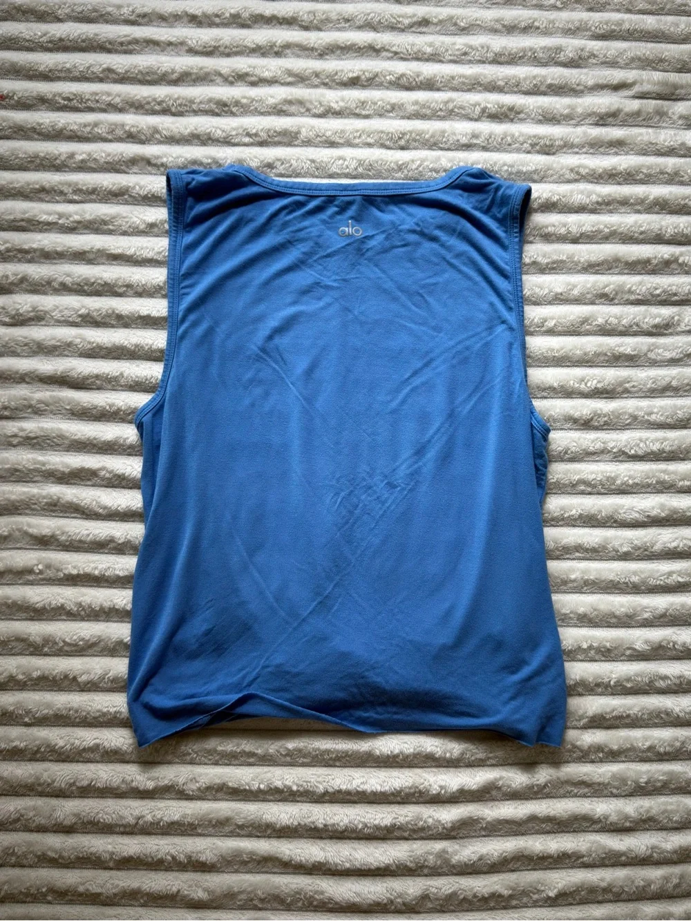Alo Yoga Women's Blue Knit Twist Front Scoop Neck Sleeveless Tank Top XXS